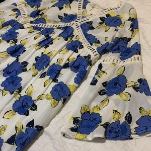 Entro floral Bell sleeve crochet tunic mini dress